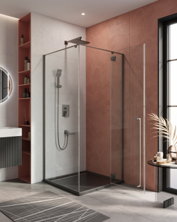 Душевой уголок Cezares LINER LINER-A-1-90-C-GM-R 90х90 стекло прозрачное профиль оружейная сталь без поддона
