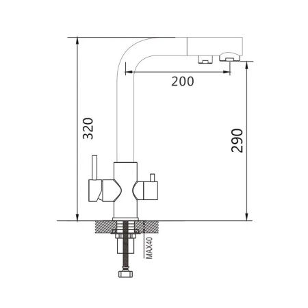 Смеситель для кухни Maretti Project Black PB31RZF12 на мойку черный