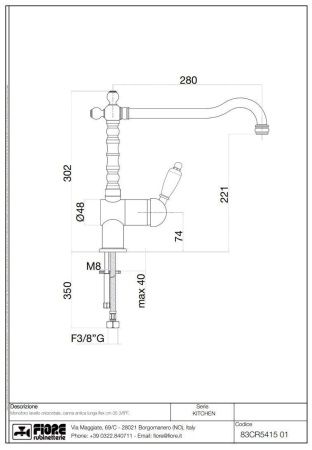 Смеситель для кухни Fiore Imperiale 83CR5415 на мойку хром