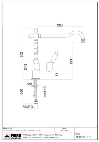 Смеситель Fiore Imperiale 83OO5415 на раковину золото - фото 2