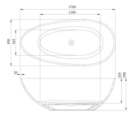 Ванна из искусственного камня C-Bath CBM002001 170х85 отдельностоящая овальная