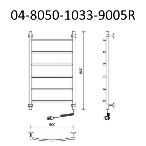 Полотенцесушитель Маргроид Вид 4 04-8050-1033-9005R 53х80 электрический черный матовый - фото 2