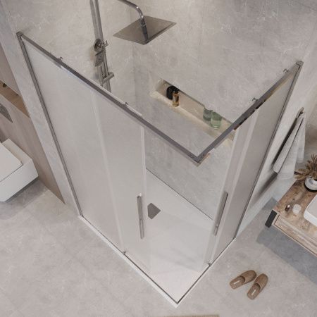 Душевой уголок Grossman Galaxy 300.K33.01.70R11L.10.02 110х70 стекло шиншилла профиль хром без поддона