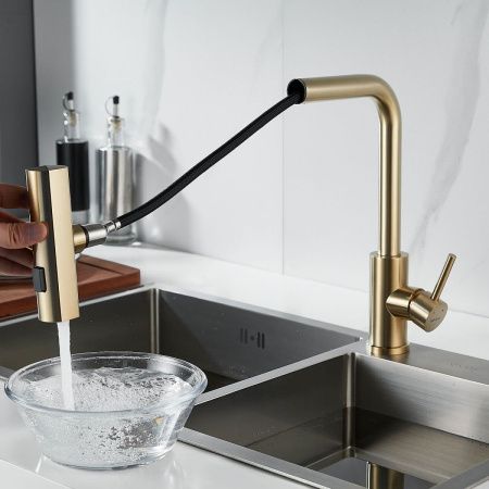 Смеситель для кухни Shevanik S263G на мойку золото