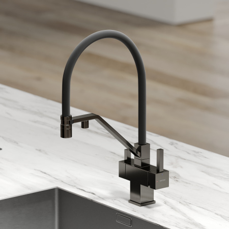 Смеситель для кухни Sancos Loro SC4007GG на мойку вороненая сталь/черный