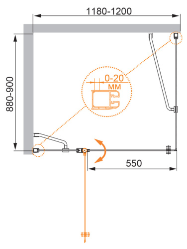 Душевой уголок Cezares ELENA ELENA-W-AH-1-120/90-P-Cr-L 120х90 стекло рифленое профиль хром глянцевый без поддона - фото 5