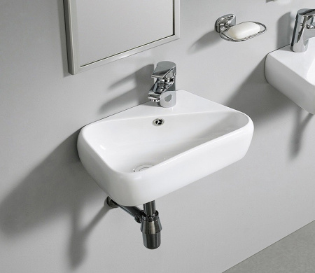 Раковина из санфаянса CeramaLux 9275L 45х28 подвесная цвет белый 1 отверстие под смеситель