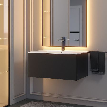 Тумба с раковиной Uperwood Parma Premium 39330205464 80х50 цвет черный