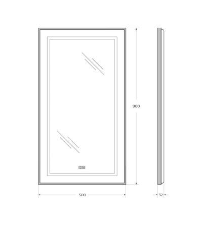 Зеркало с подсветкой и антизапотеванием BelBagno Kraft SPC-KRAFT-500-900-LED-TCH-WARM-NERO 50х90 подвесное