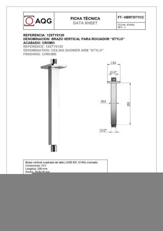 Кронштейн для верхнего душа AQG 12STY0120 хром