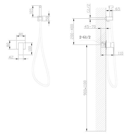 Гигиенический душ со смесителем Abber Daheim AF8225SP серый