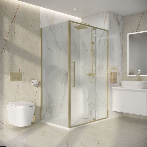 Душевой уголок Niagara Nova NG-45-12ASG-A90SG-34 120х90 стекло прозрачное профиль золото без поддона - фото 5