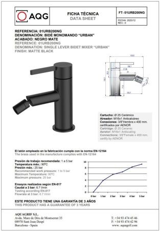 Смеситель AQG Urban 01URB200NG на биде черный