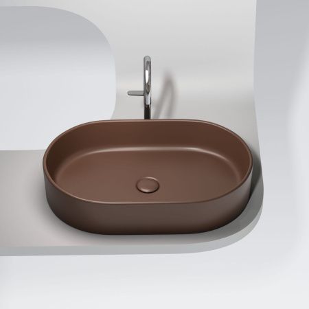 Раковина из сантехнического фарфора Ceramica Nova ELEMENT CN6048MDB 60х40 накладная цвет коричневый без отверстий под смеситель