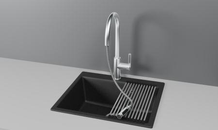 Смеситель для кухни Granula 8168, НЕРЖ на мойку нержавеющая сталь