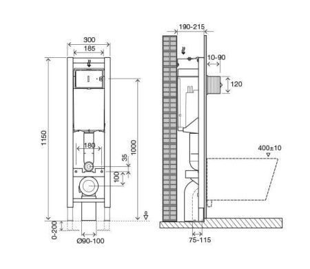 Инсталляция + кнопка смыва для подвесного унитаза Oli QUADRA 280490mSL00