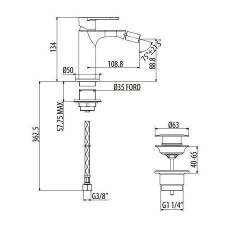 Смеситель Gattoni H2Omix7000 7005070C0 на биде хром