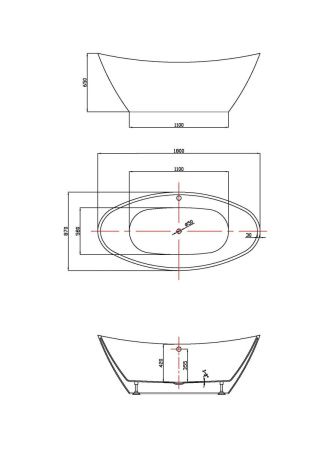 Ванна акриловая Vincea VBT-203 180х85 отдельностоящая овальная