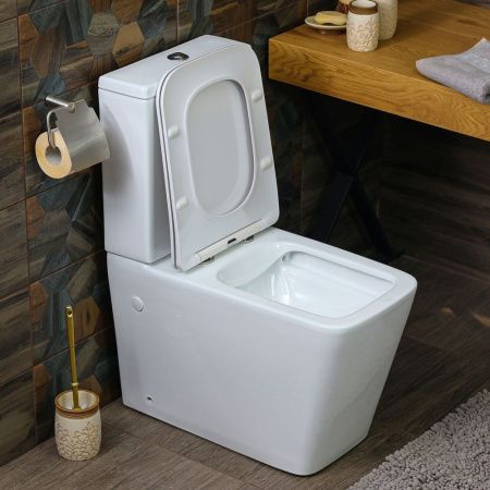 Унитаз напольный с бачком Melana MLN-310306 белый с сиденьем микролифт безободковый смыв торнадо