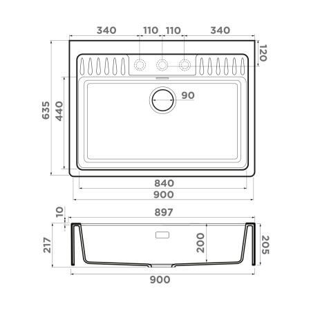 Кухонная мойка Omoikiri Kinokawa 90 4993853 90х64 цвет белый