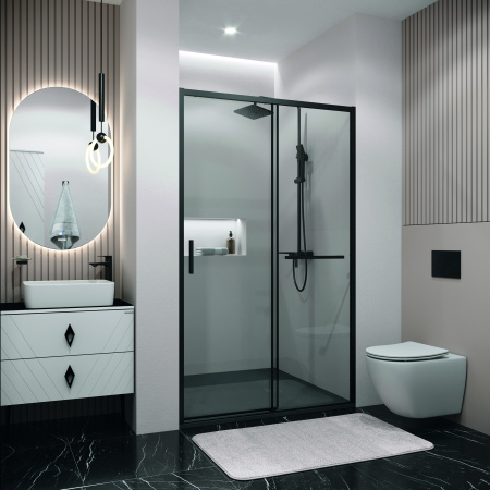 Душевая дверь Grossman Style 100.K33.05.130.21.00 130х195 стекло прозрачное профиль черный матовый