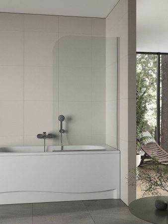 Душевая шторка на ванну Agger A02-080TCR 80х135 стекло прозрачное профиль хром ориентация универсальная