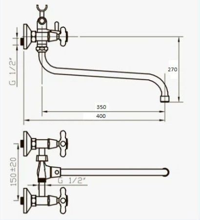 Смеситель для ванны D-Lin D146807-6 настенный хром