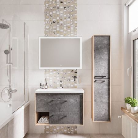 Шкаф-пенал Grossman Реал 303007 30х150 подвесной цвет серый/коричневый