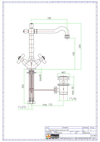 Смеситель Fiore Margot Sky 01CR0625 на раковину хром - фото 2