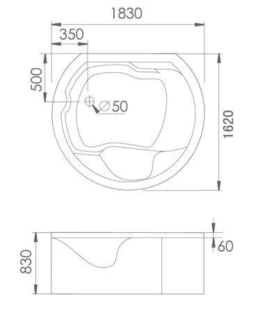Ванна акриловая гидромассажная Gemy G9063 O 183х162 отдельностоящая овальная с каркасом