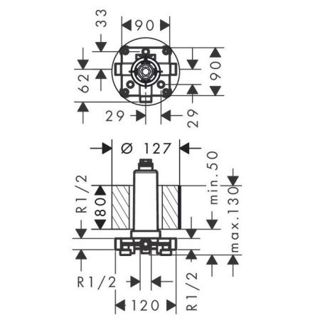 Скрытая часть верхнего душа Hansgrohe Rainmaker Select 24010180