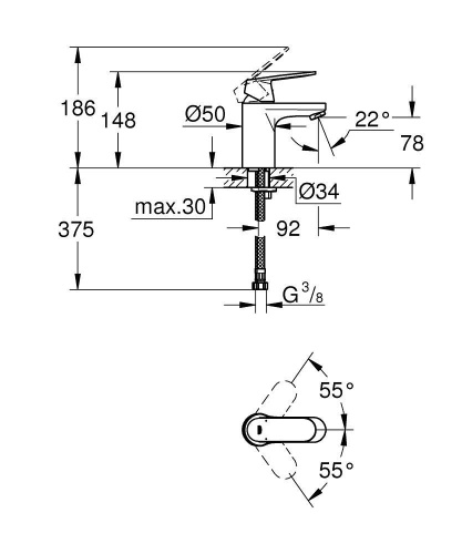 Смеситель Grohe Eurosmart 32824000 на раковину хром - фото 2