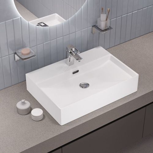Раковина из сантехнического фарфора Iddis Bild BILWS60i27 60х40 полувстраиваемая цвет белый 1 отверстие под смеситель