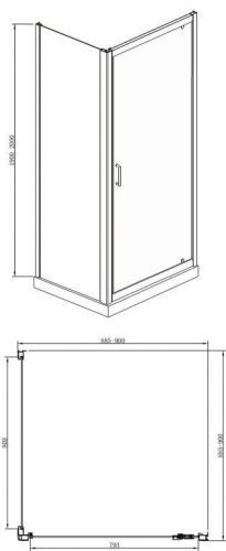 Душевой уголок Bravat Drop BS090.2110A 90х90 стекло прозрачное профиль хром без поддона - фото 3