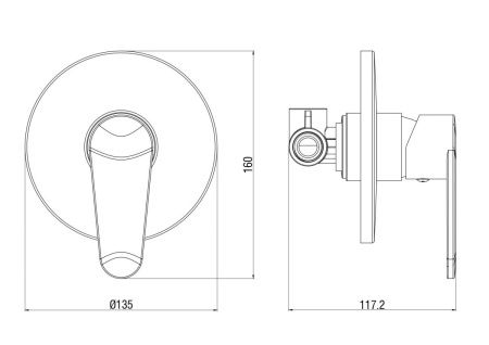 Смеситель для ванны и душа Voda Waterfall WF83 встраиваемый в стену хром