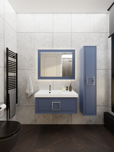 Зеркало в ванную La Fenice Cubo Blu Grigio FNC-02-CUB-BG-80-60 80х60 цвет синий матовый - фото 3