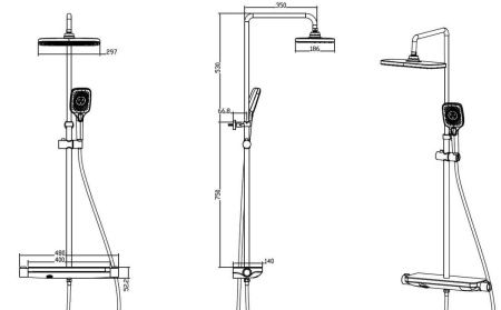 Душевая стойка Savol SK-H3445H настенная цвет черный