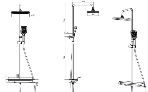 Душевая стойка Savol SK-H3445H настенная цвет черный - фото 2