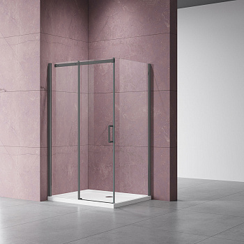 Душевой уголок Vincea Dice VSR-4D1016CLGM 160х100 стекло прозрачное профиль вороненая сталь без поддона