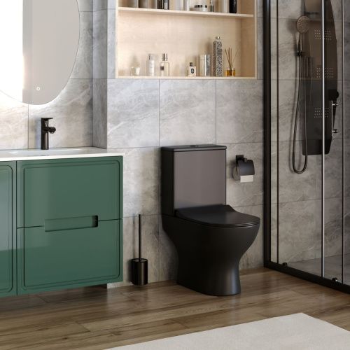 Унитаз напольный с бачком Taliente Arte Vortex 3 AR33043 Nero черный с сиденьем безободковый смыв торнадо - фото 3