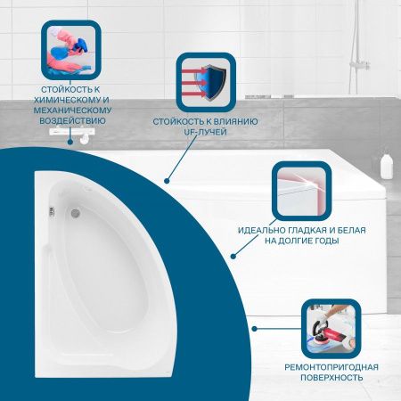 Ванна акриловая Santek Гоа 1WH112033 150х100 пристенная асимметричная без каркаса