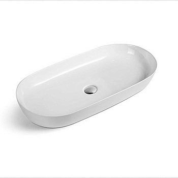 Раковина из сантехнического фарфора Vincea VBS-114 80х40 накладная цвет белый без отверстий под смеситель