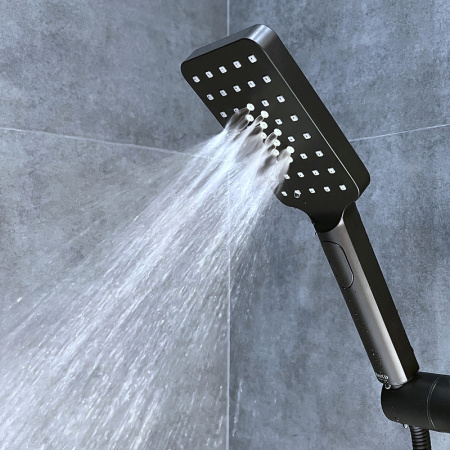 Душевая стойка Bond Cube B03-9488 настенная цвет черный матовый с термостатом