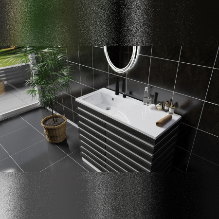 Раковина из литьевого мрамора Teymi Helmi T50307 120х48 над стиральной машиной цвет белый 1 отверстие под смеситель