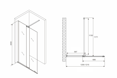 Душевая перегородка Abber Komfort AG09120 120х200 стекло прозрачное профиль хром глянцевый - фото 5
