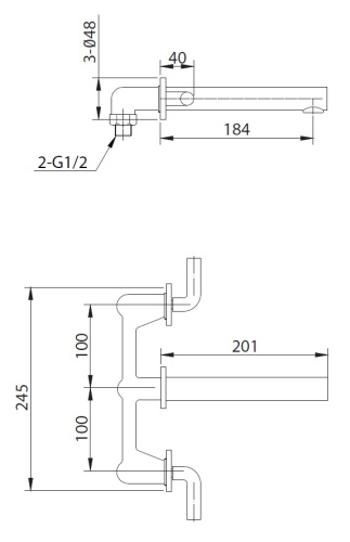 Смеситель Creavit AZ1400S встраиваемый черный - фото 2