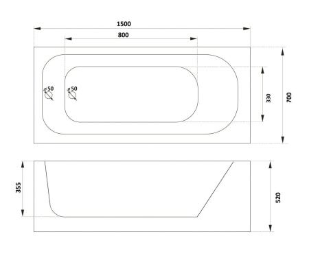 Ванна акриловая Parly CT10817 150х70 пристенная прямоугольная с ножками