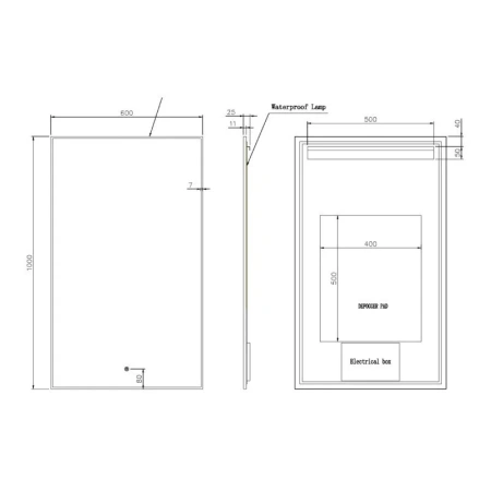Зеркало с подсветкой и антизапотевателем Boheme 569-G 60х100 подвесное