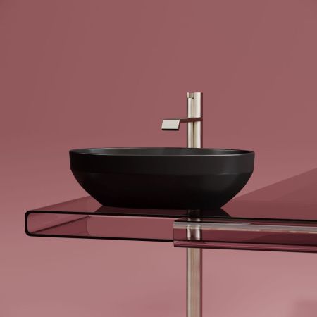 Раковина из сантехнического фарфора Ceramica Nova ELEMENT CN6056MB 50х40 накладная цвет черный без отверстий под смеситель