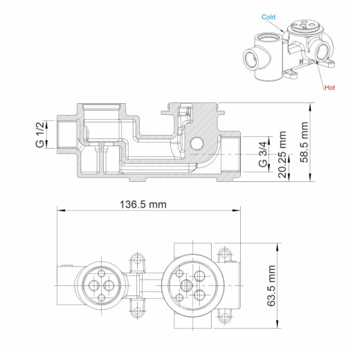 Смеситель для ванны и душа WasserKRAFT Alme 1500 1541 встраиваемый хром - фото 4